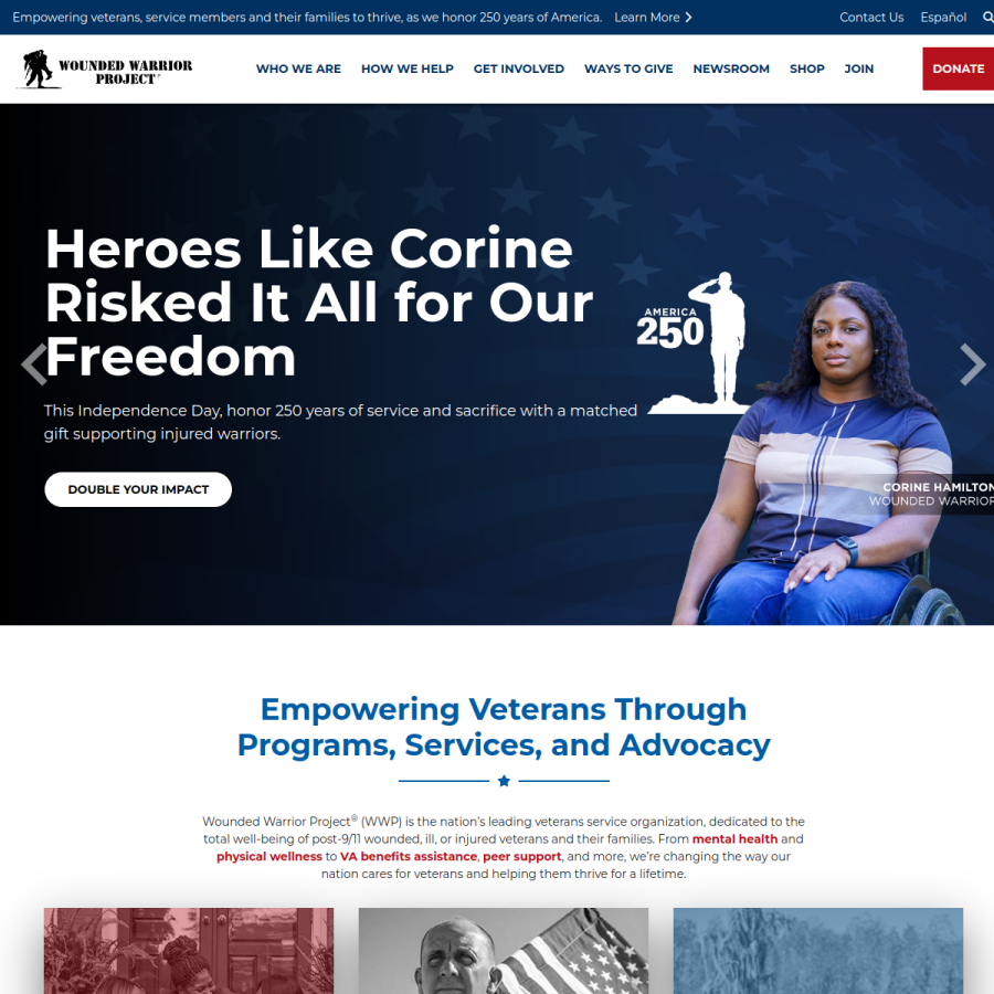 woundedwarriorproject.org homepage screenshot