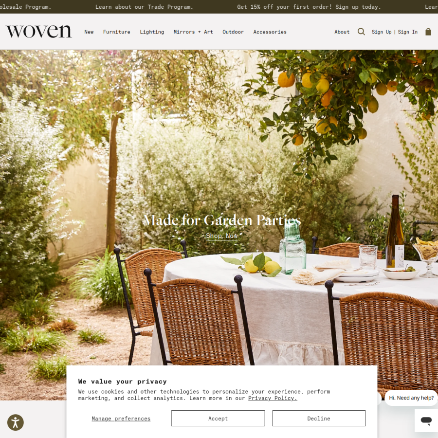 wovenshop.com homepage screenshot