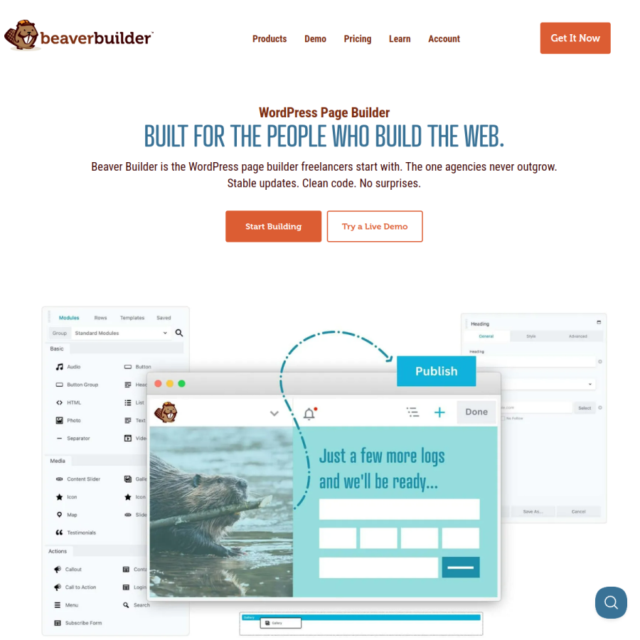 wpbeaverbuilder.com homepage screenshot