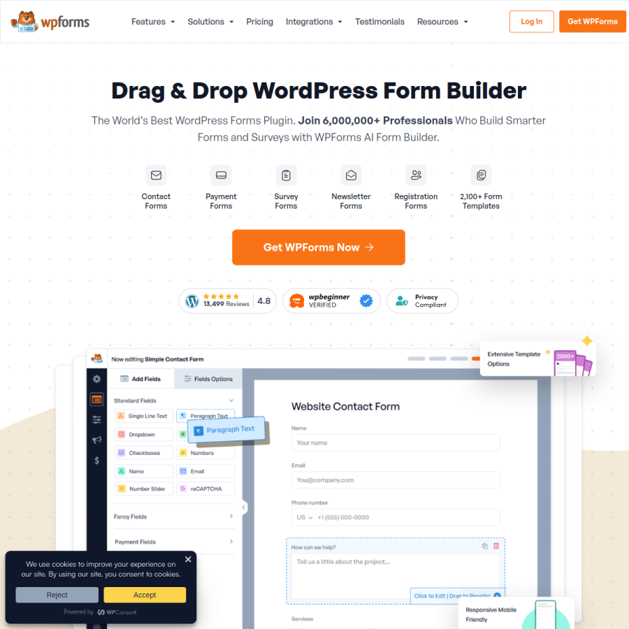 wpforms.com homepage screenshot