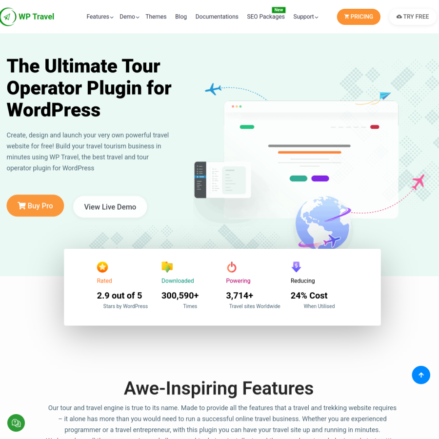 wptravel.io homepage screenshot