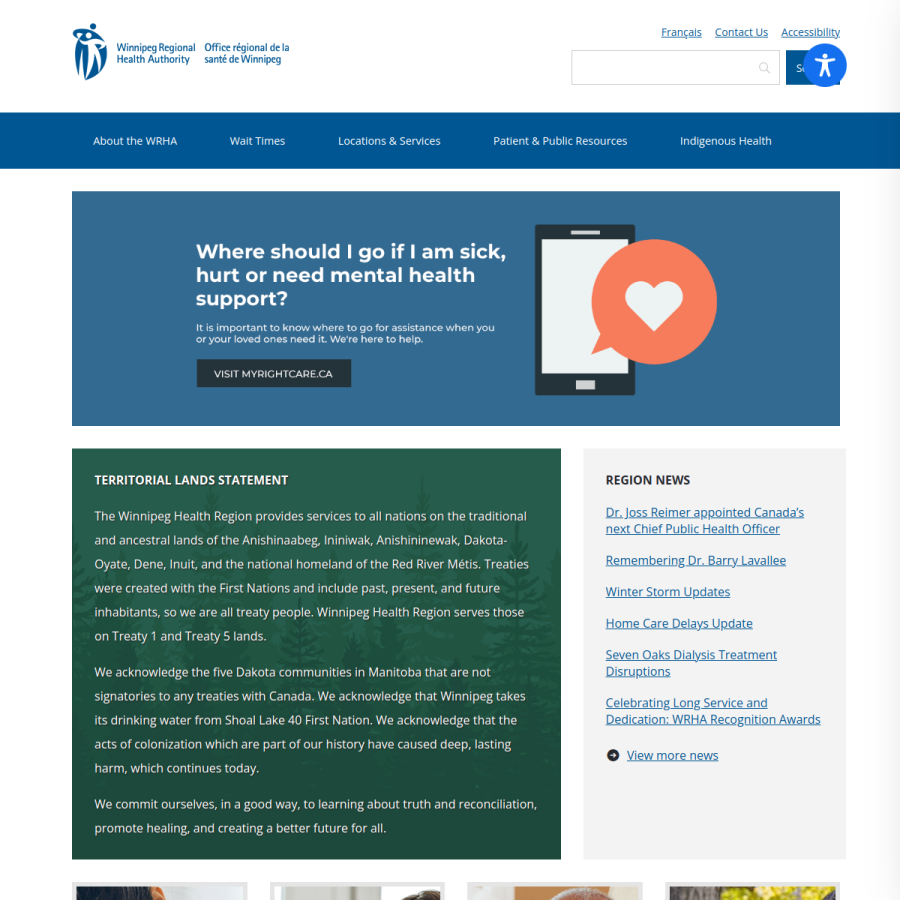 wrha.mb.ca homepage screenshot