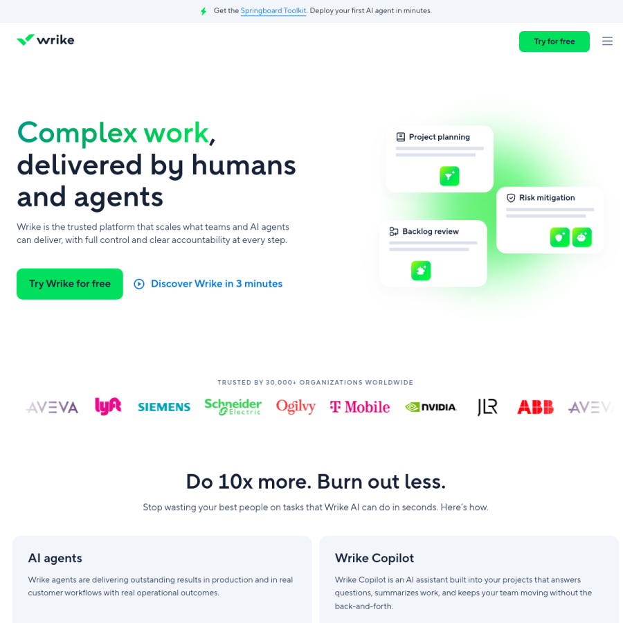 wrike.com homepage screenshot
