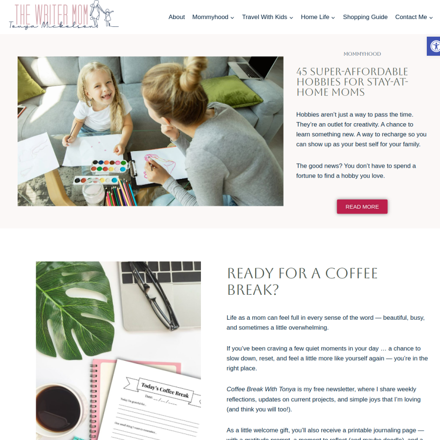 writermomforhire.com homepage screenshot