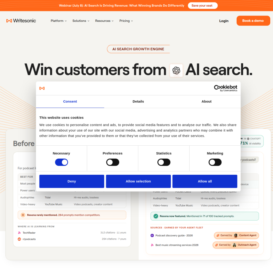 writesonic.com homepage screenshot