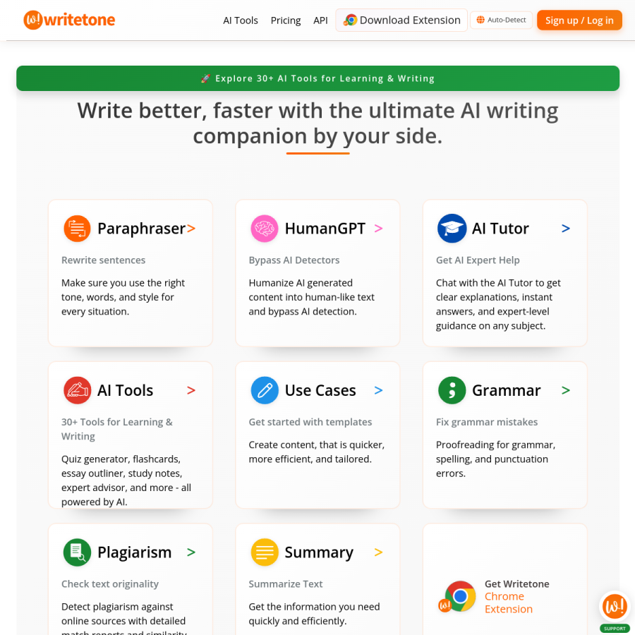 writetone.com homepage screenshot