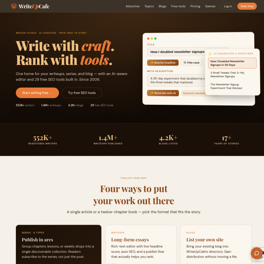 writeupcafe.com homepage screenshot
