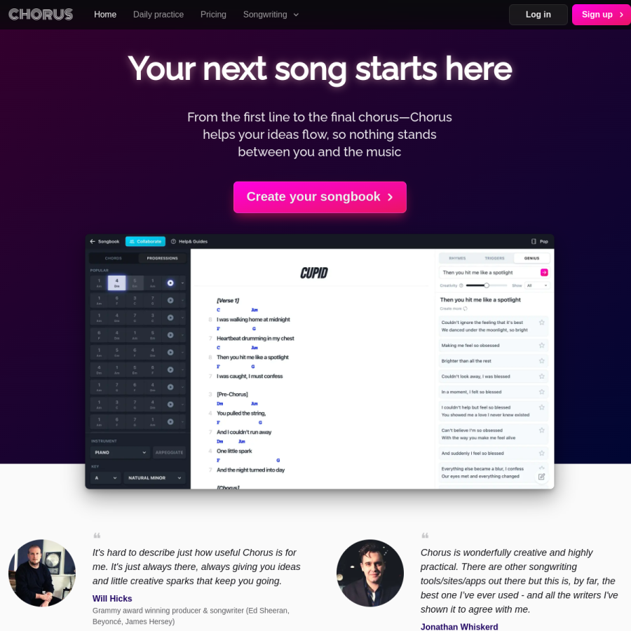 writewithchorus.com homepage screenshot