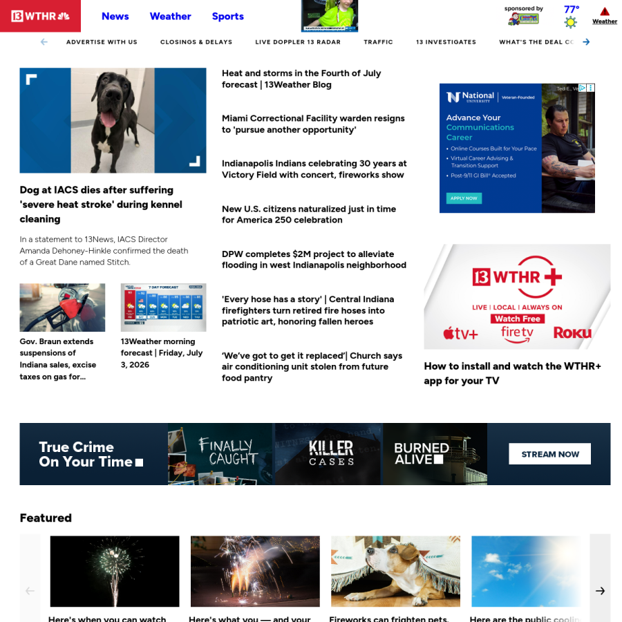 wthr.com homepage screenshot