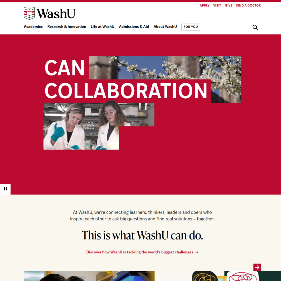 wustl.edu homepage screenshot