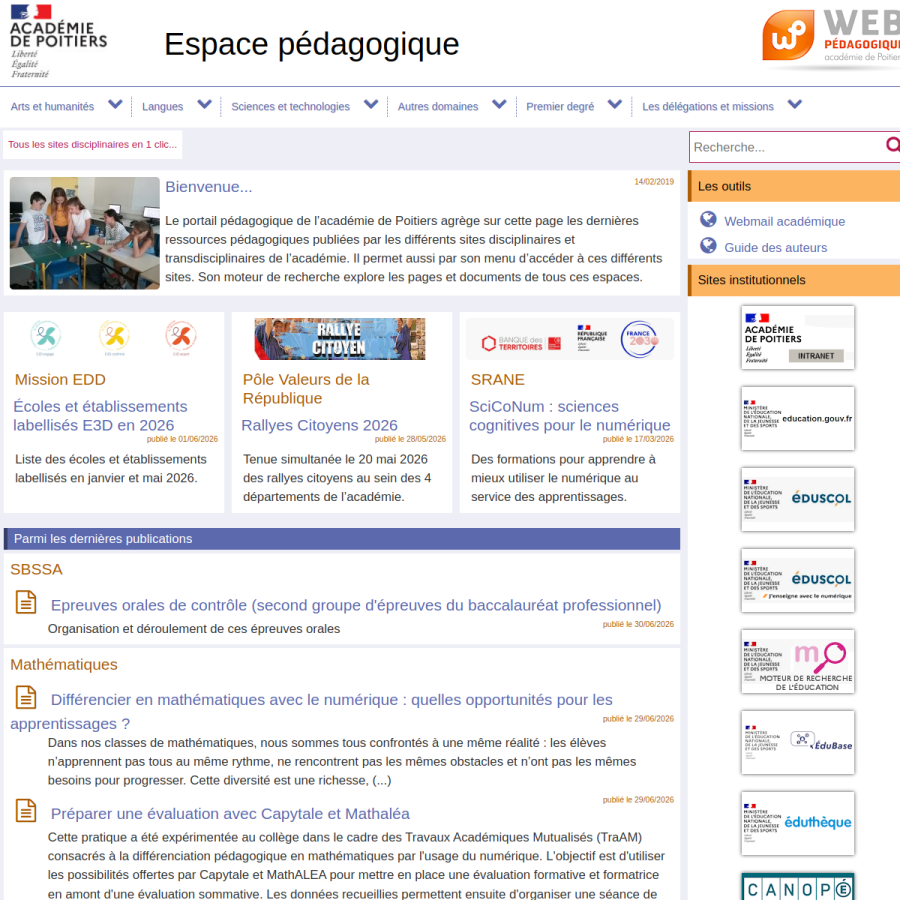 ww2.ac-poitiers.fr homepage screenshot