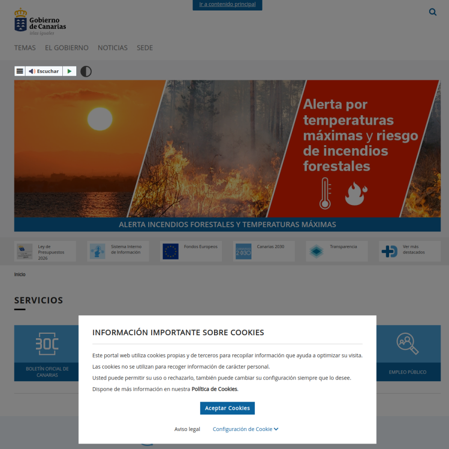 www3.gobiernodecanarias.org homepage screenshot