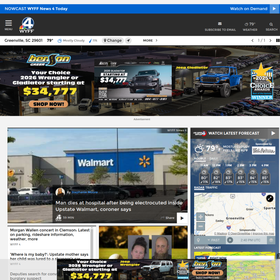 wyff4.com homepage screenshot