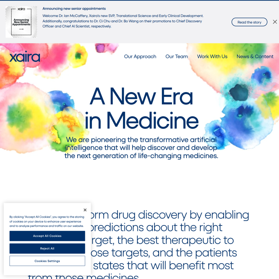 xaira.com homepage screenshot