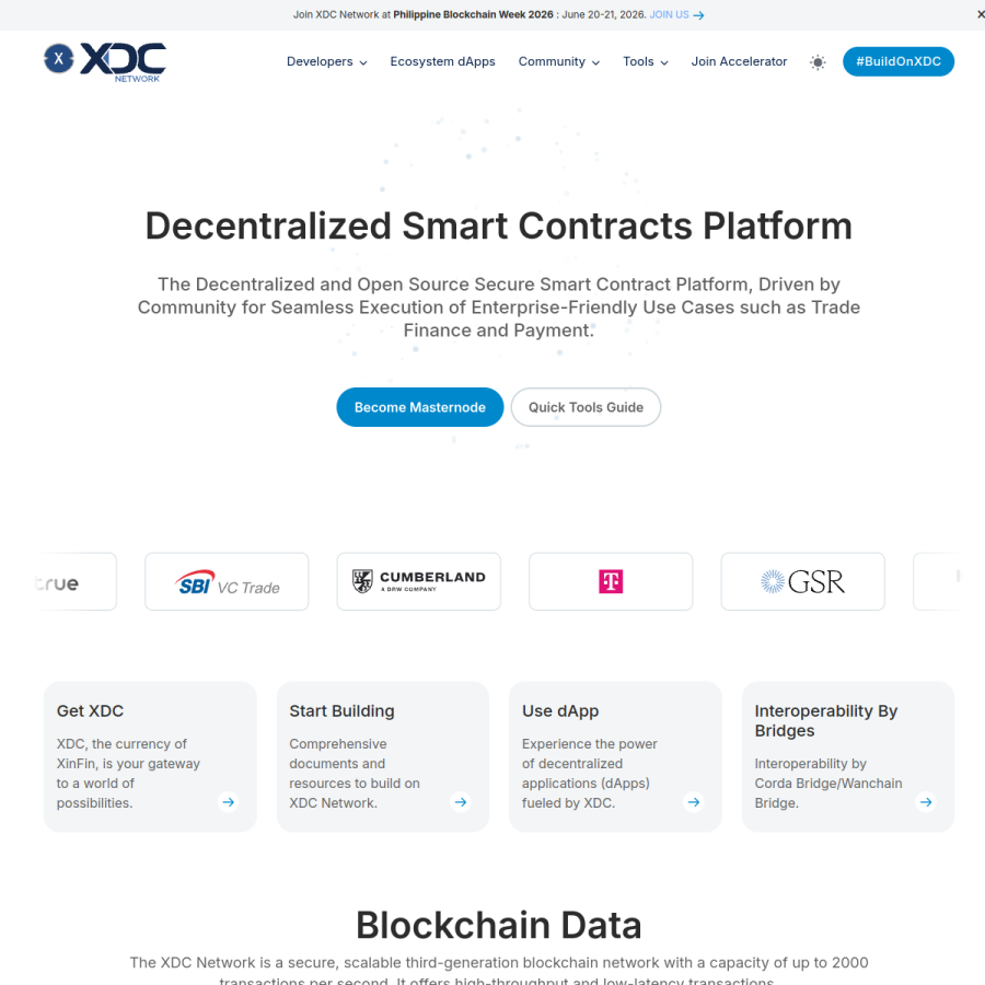 xinfin.org homepage screenshot