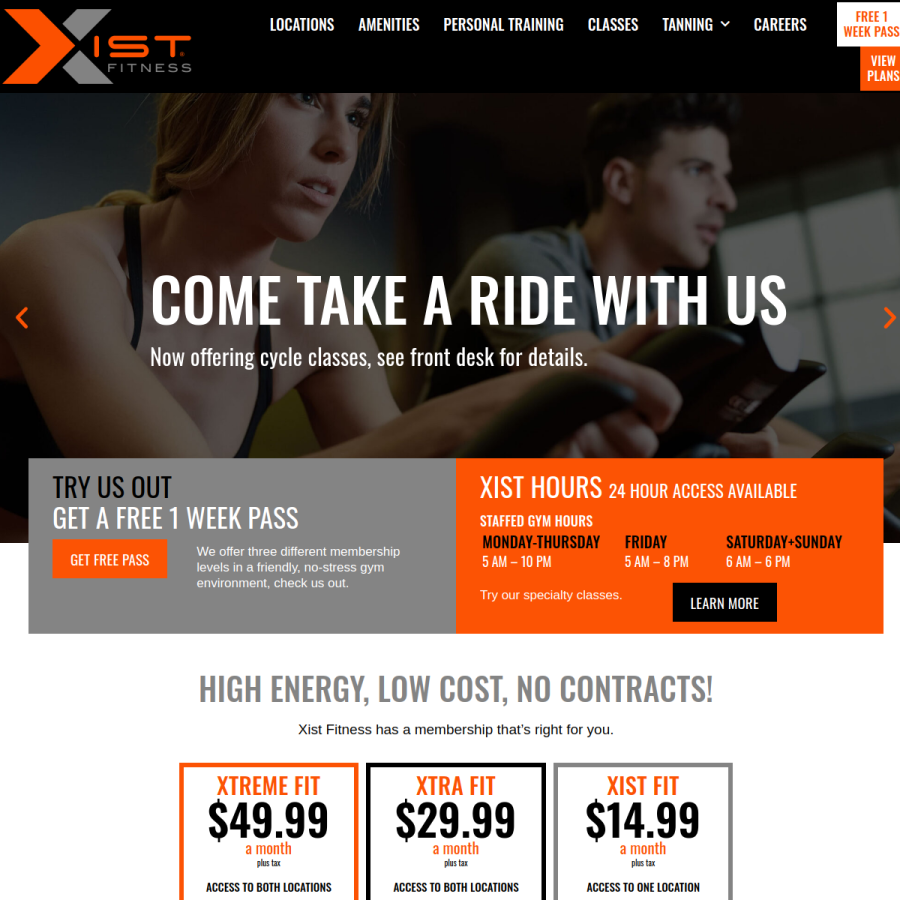 xistfitness.com homepage screenshot