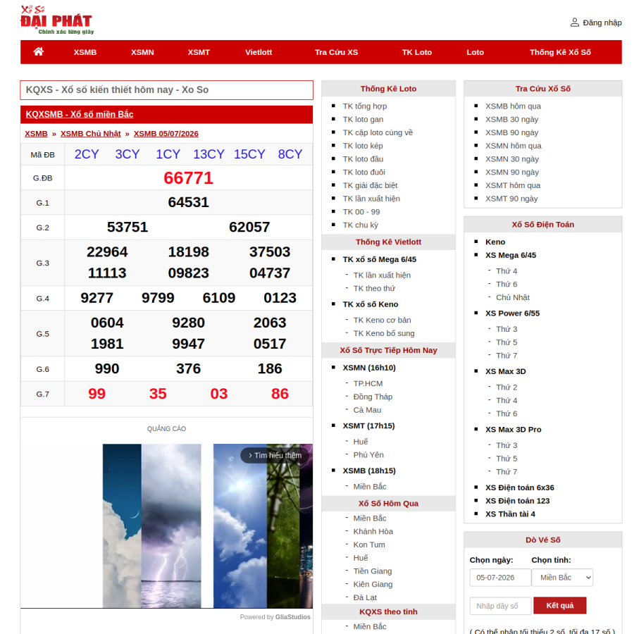 xosodaiphat.com homepage screenshot