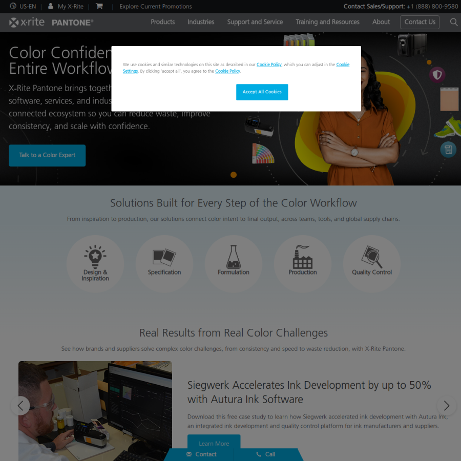 xrite.com homepage screenshot