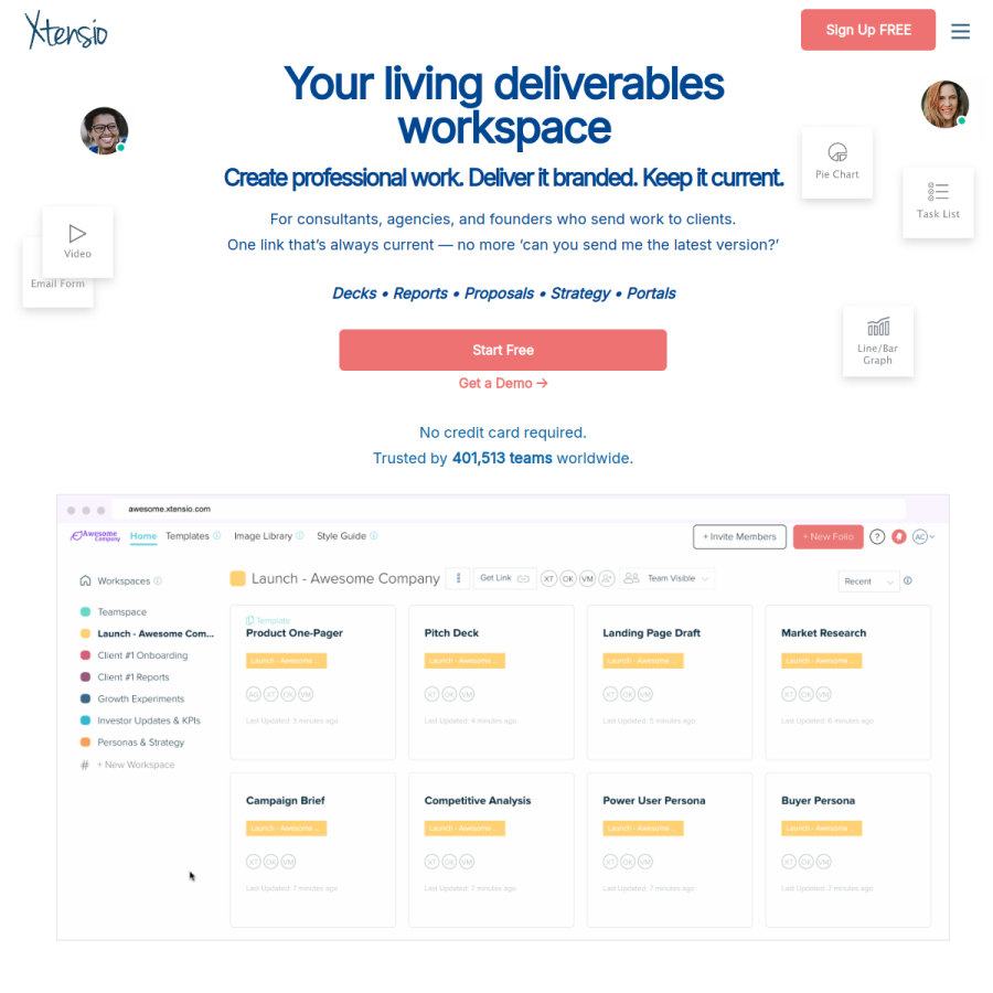 xtensio.com homepage screenshot