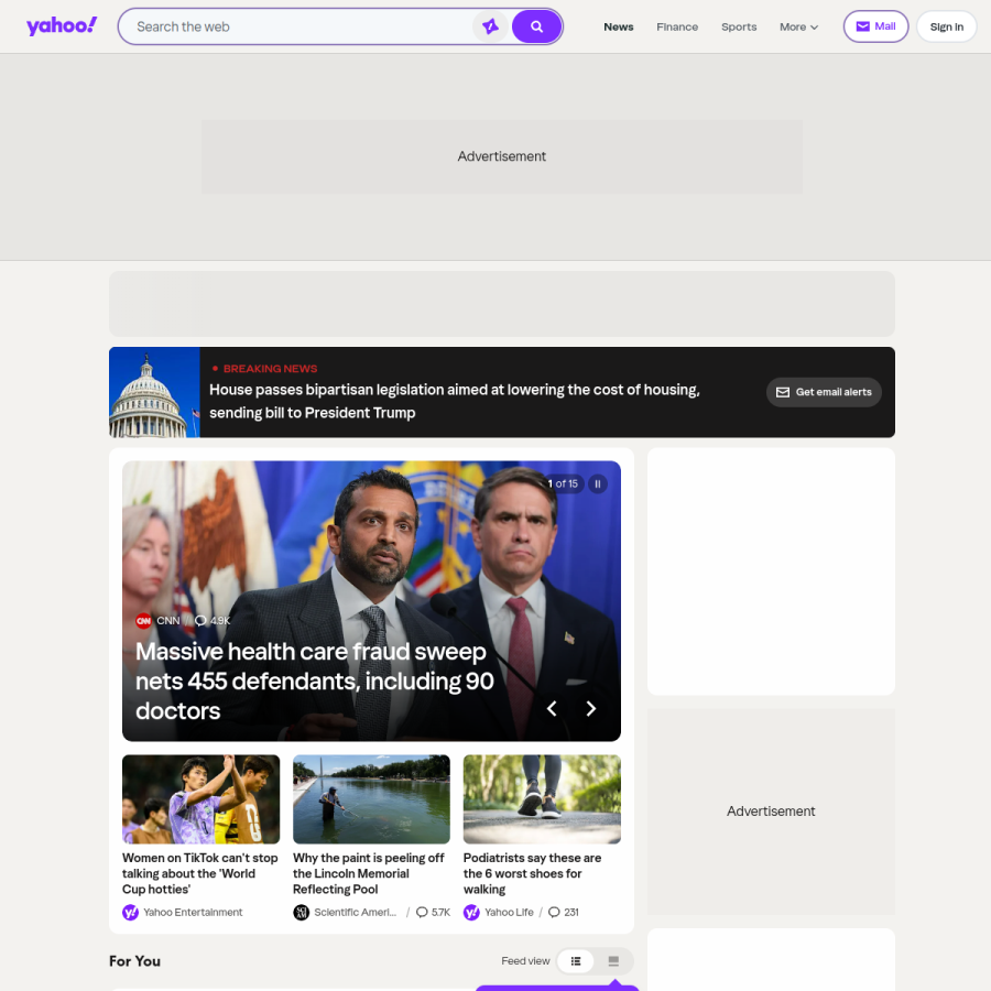 yahoo.com homepage screenshot