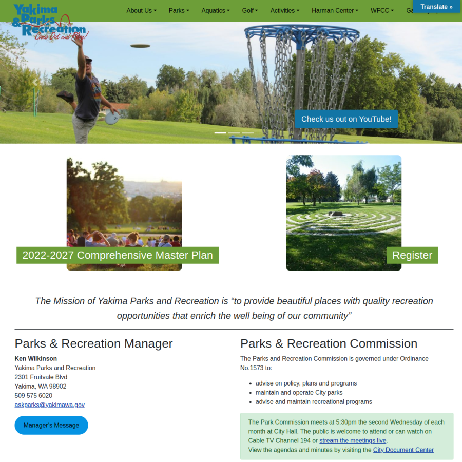 yakimaparks.com homepage screenshot