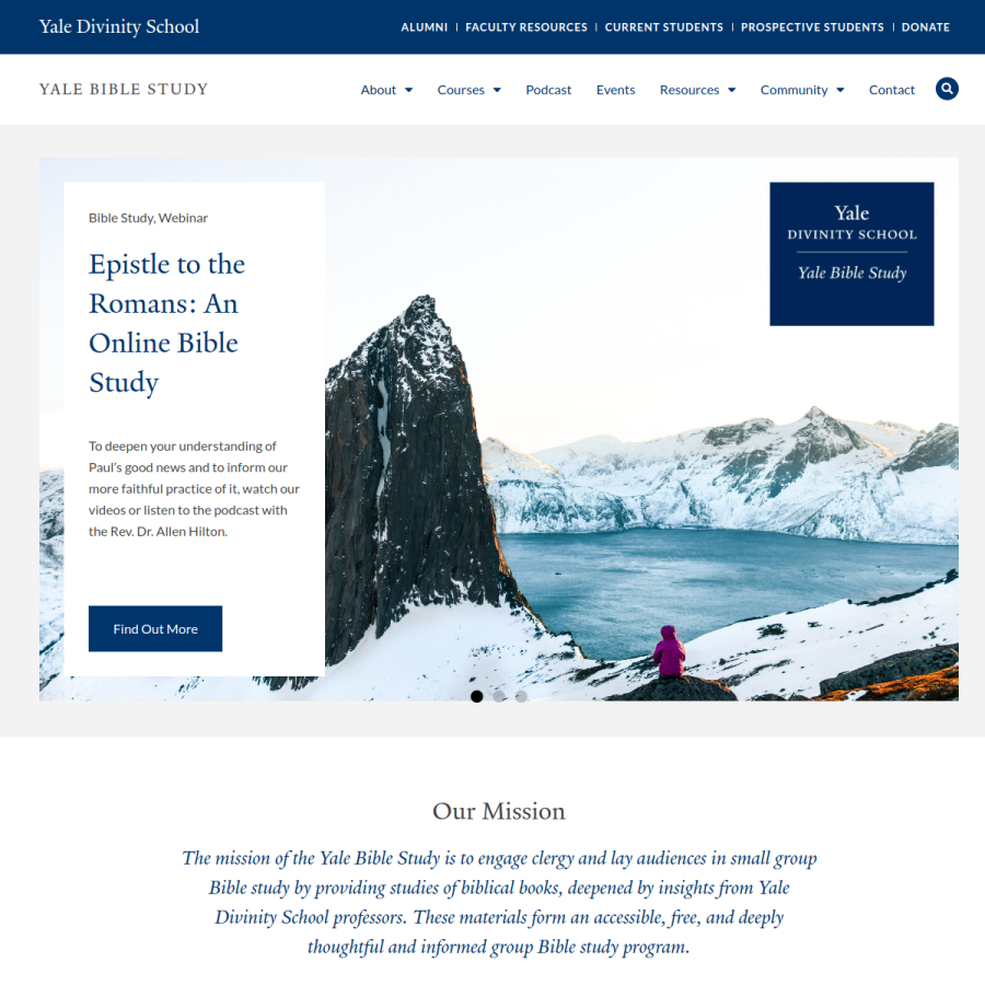 yalebiblestudy.org homepage screenshot