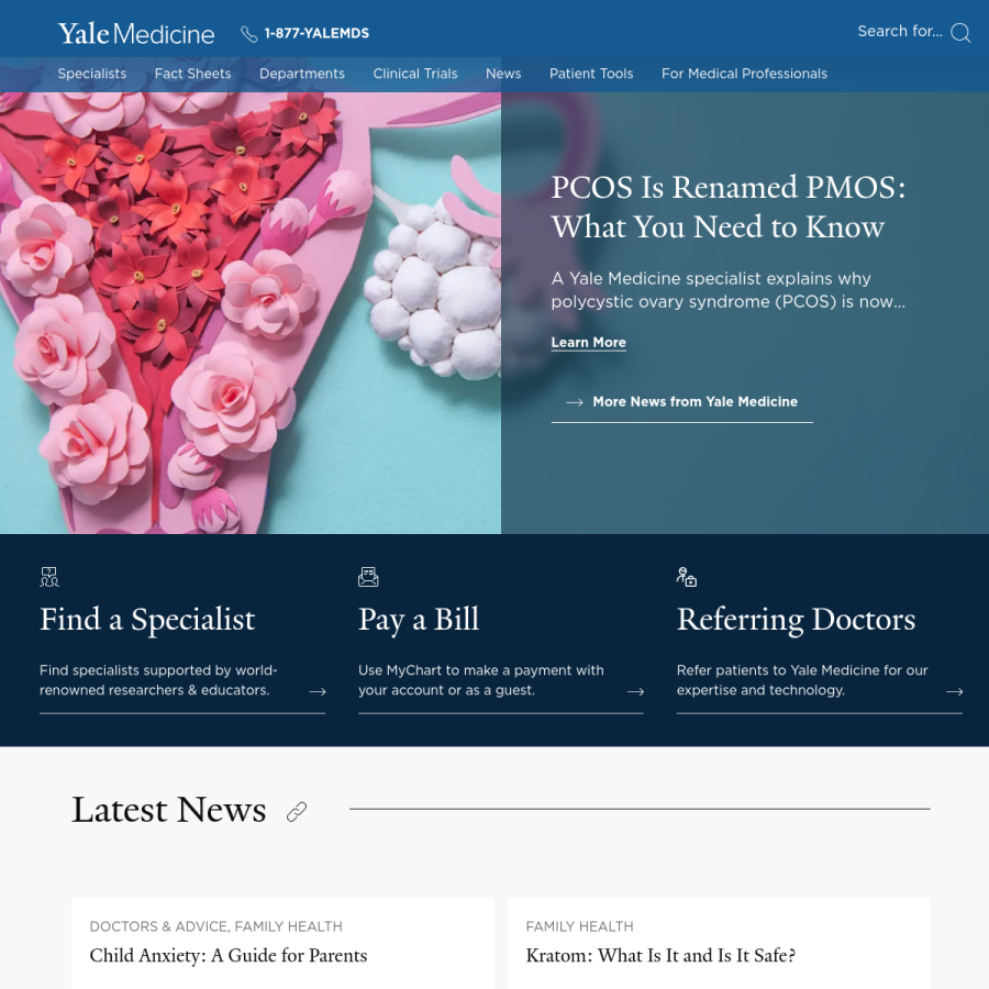 yalemedicine.org homepage screenshot