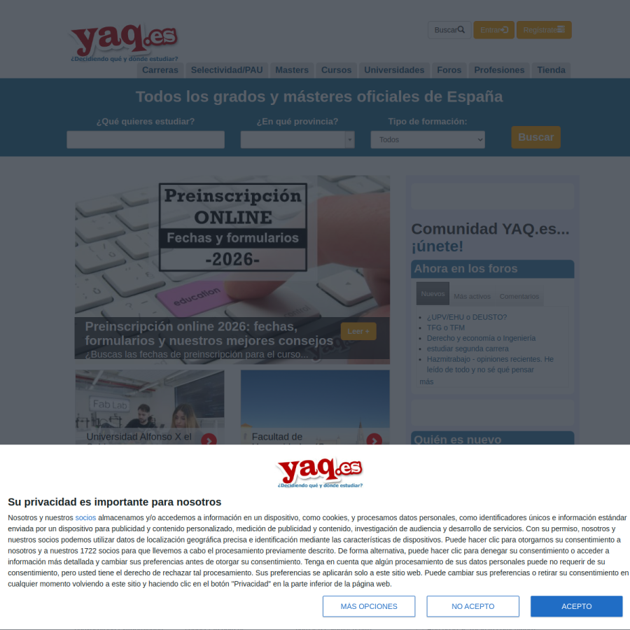 yaq.es homepage screenshot