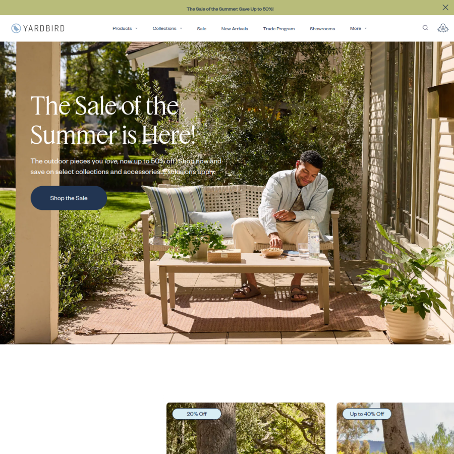 yardbird.com homepage screenshot