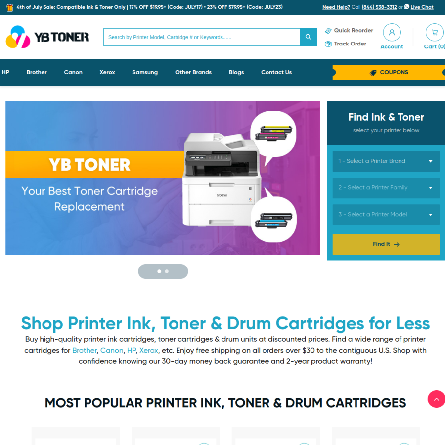 ybtoner.com homepage screenshot