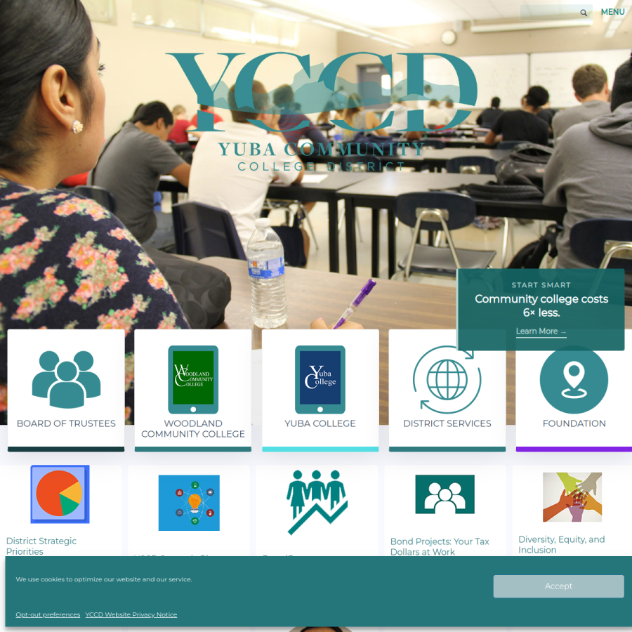 yccd.edu homepage screenshot