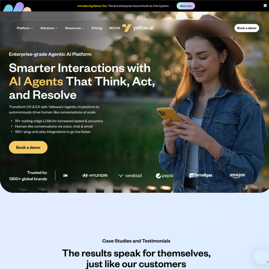yellow.ai homepage screenshot