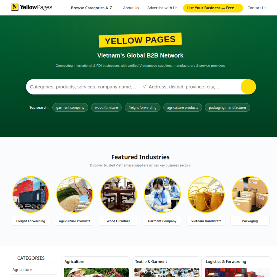 yellowpages.com.vn homepage screenshot