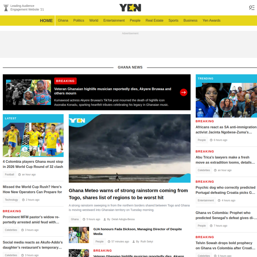 yen.com.gh homepage screenshot