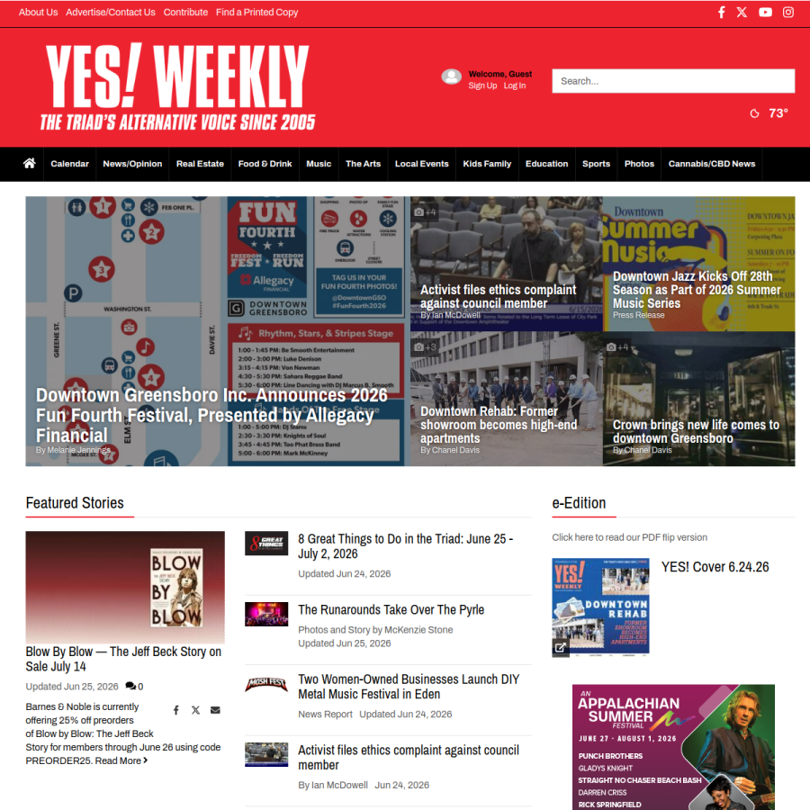 yesweekly.com homepage screenshot