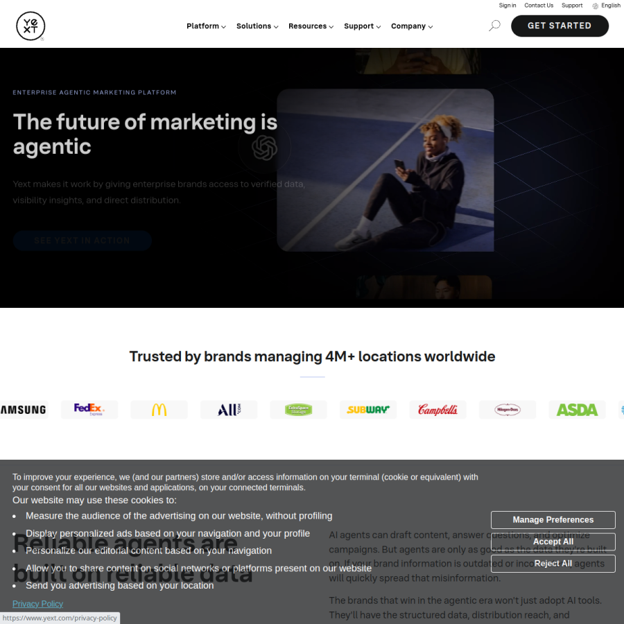 yext.com homepage screenshot