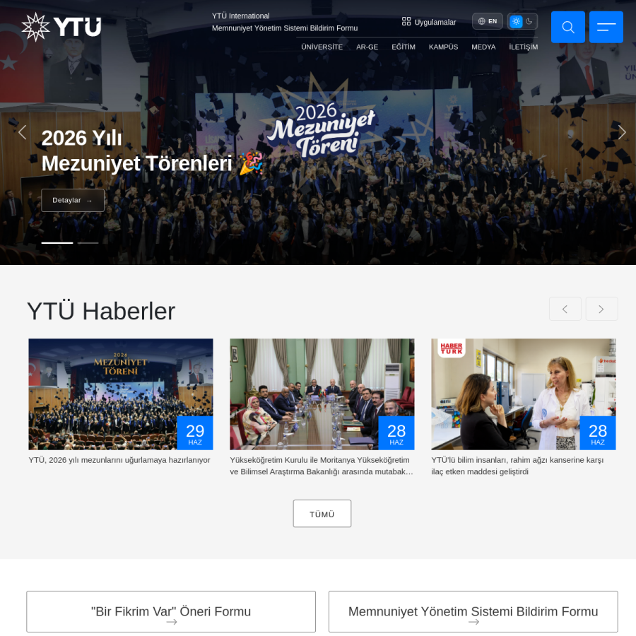 yildiz.edu.tr homepage screenshot