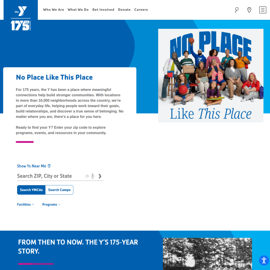 ymca.org homepage screenshot