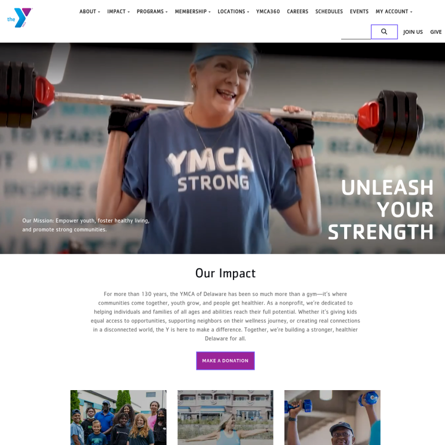 ymcade.org homepage screenshot