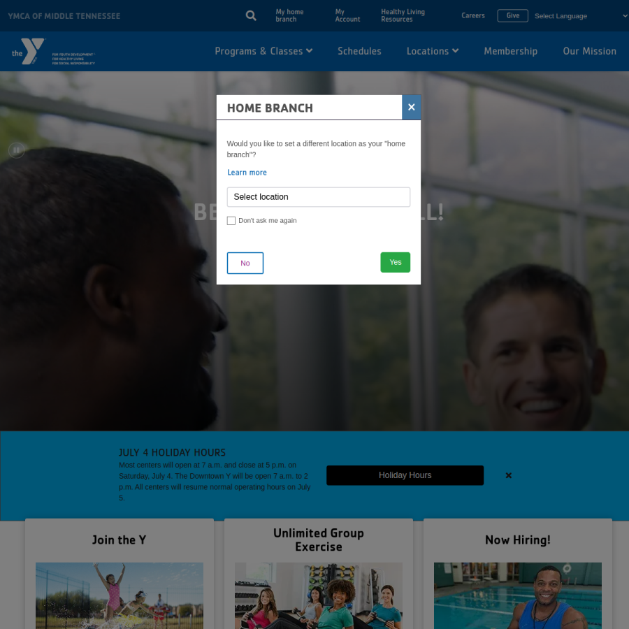 ymcamidtn.org homepage screenshot