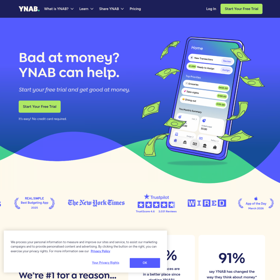 ynab.com homepage screenshot