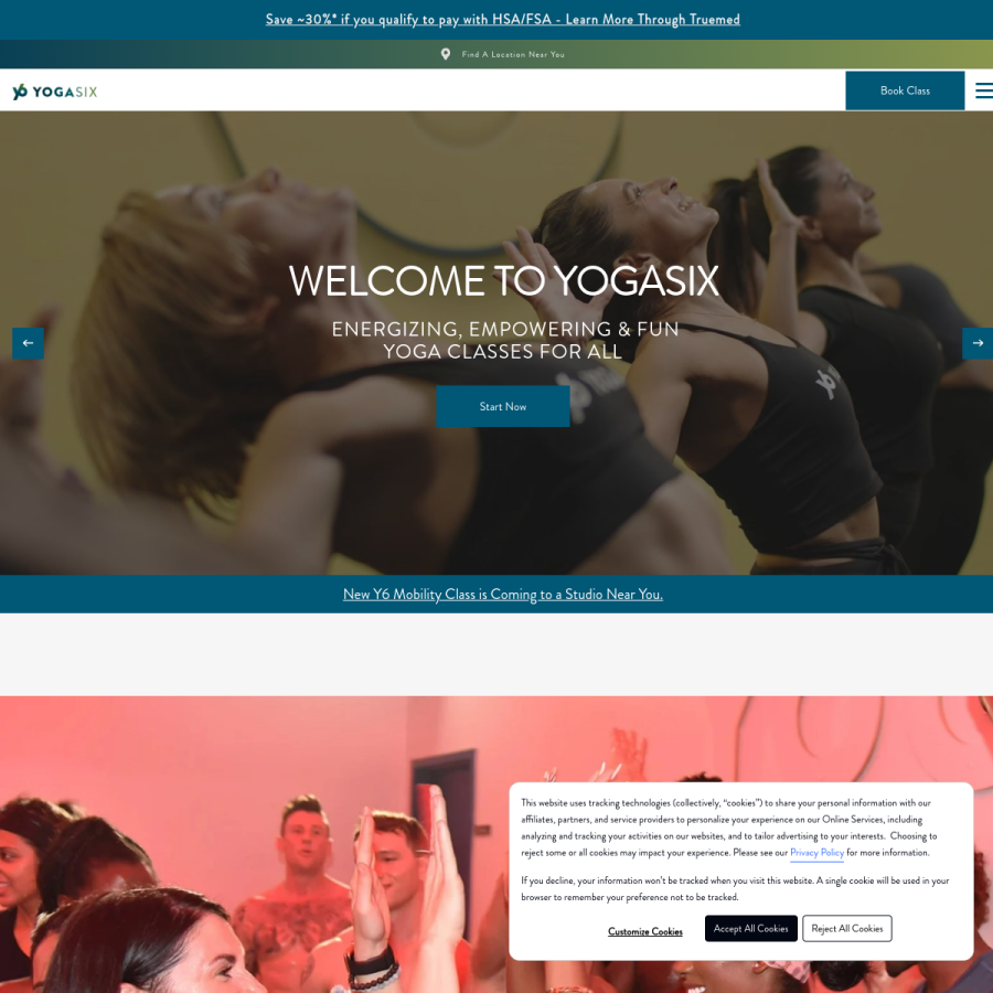 yogasix.com homepage screenshot