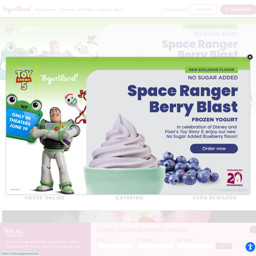 yogurtland.com homepage screenshot