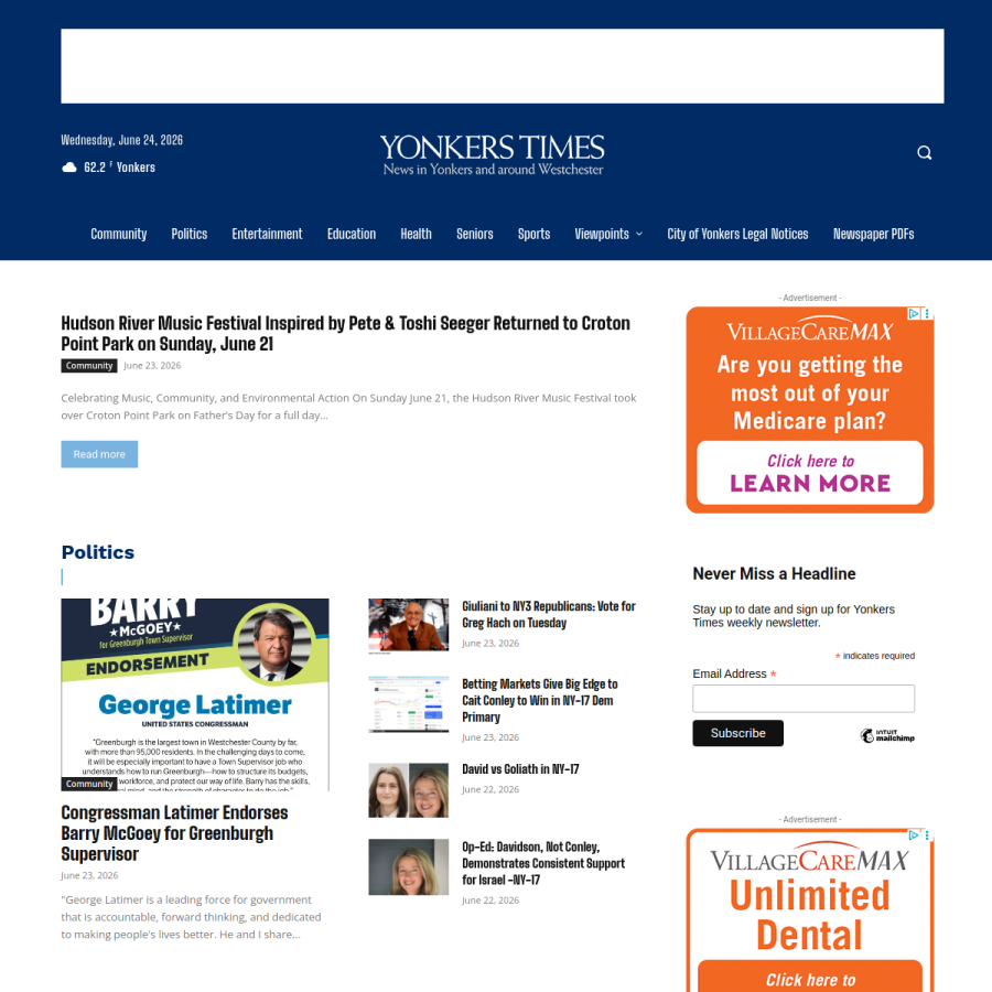 yonkerstimes.com homepage screenshot