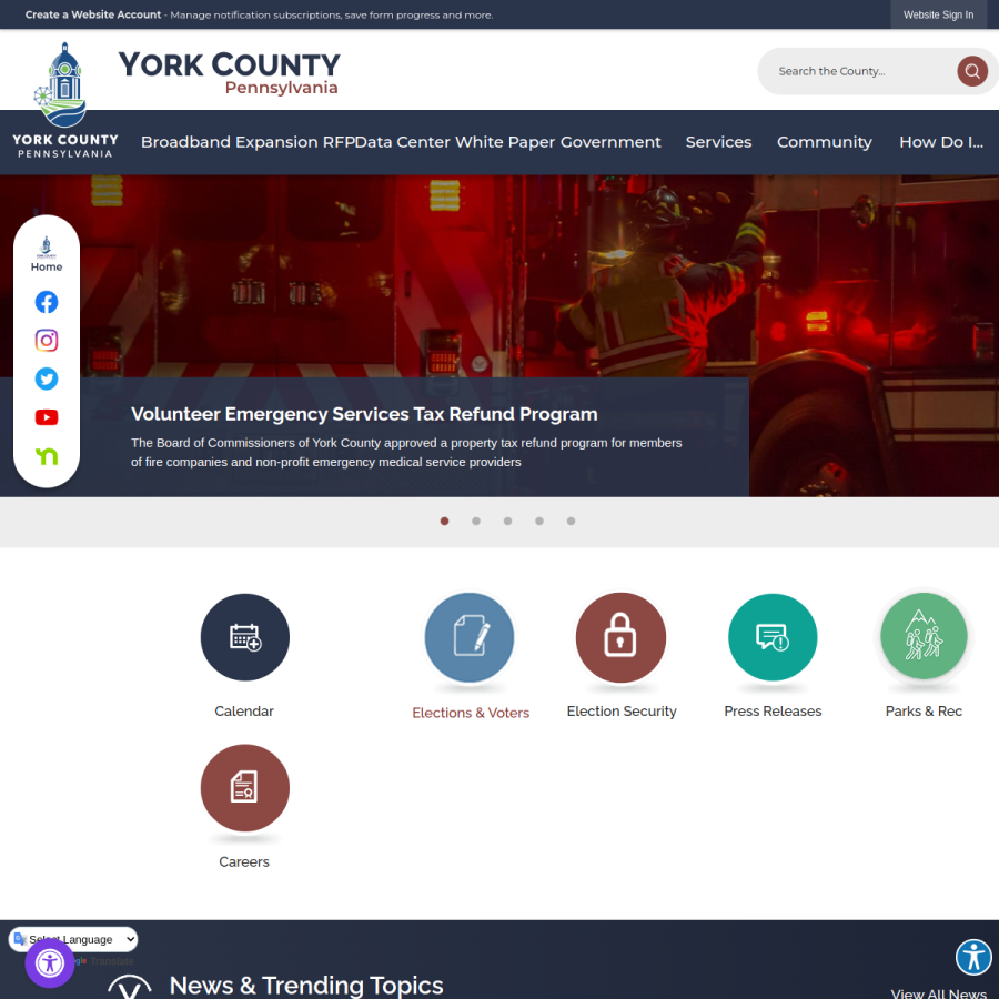 yorkcountypa.gov homepage screenshot