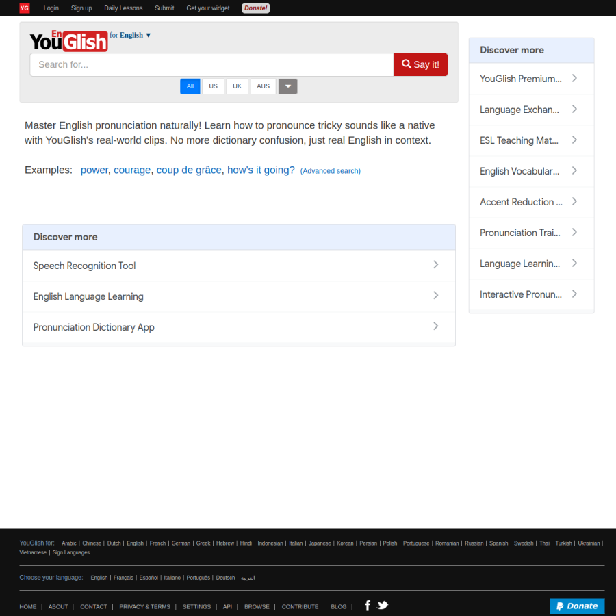 youglish.com homepage screenshot