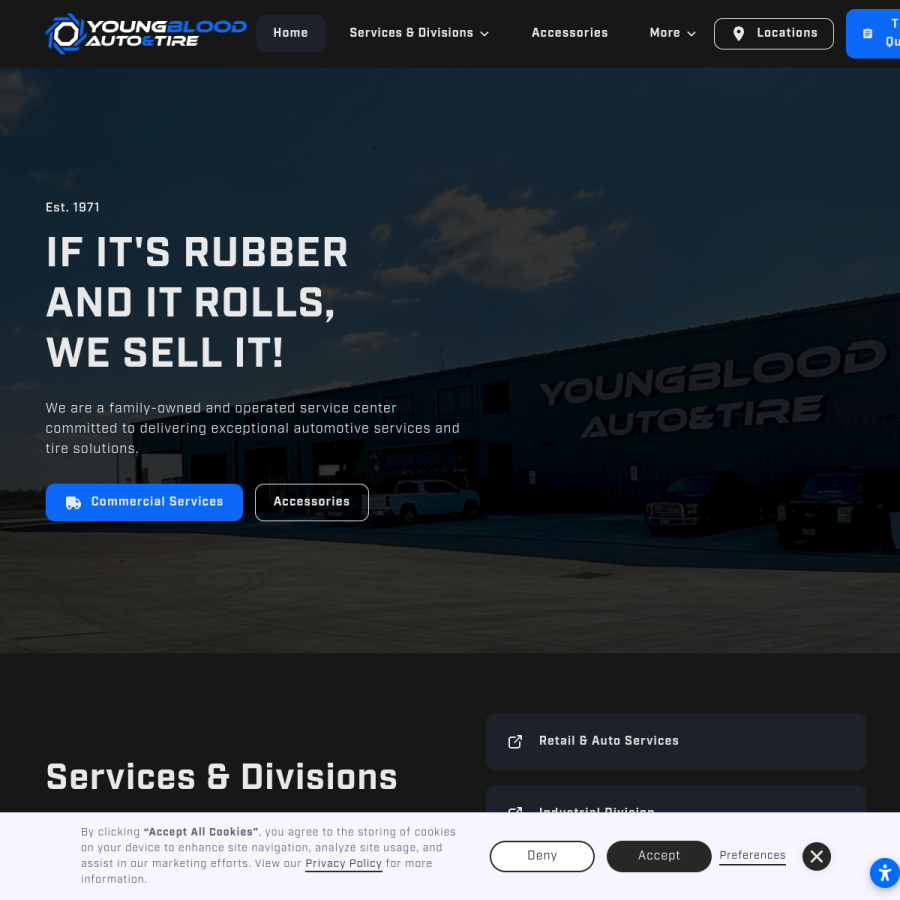 youngbloodtx.com homepage screenshot