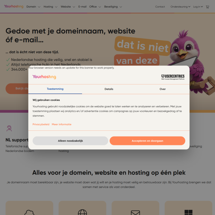 yourhosting.nl homepage screenshot
