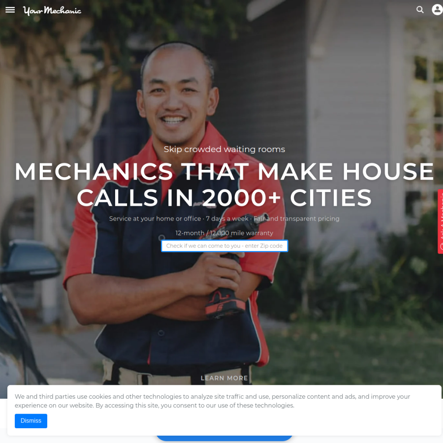 yourmechanic.com homepage screenshot