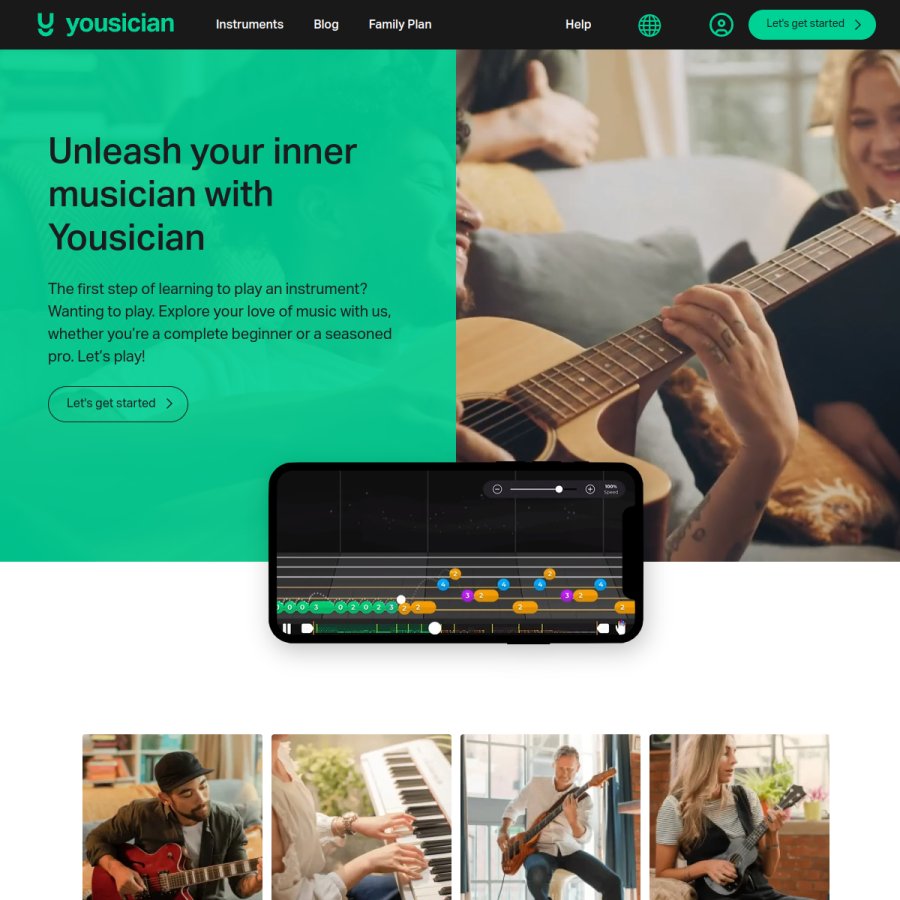 yousician.com homepage screenshot